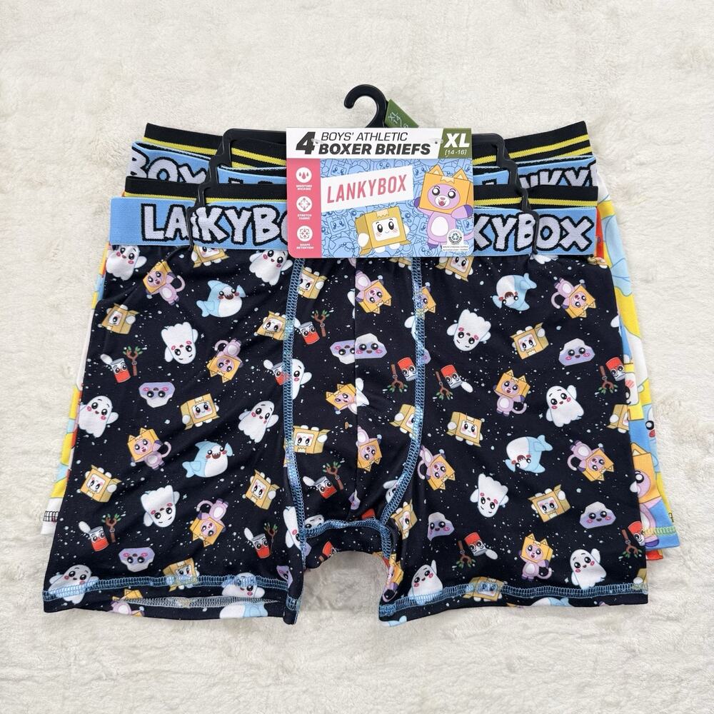 LankyBox Boys 4-Pack Graphic Print Boxer Briefs Underwear Size XL(14-16)